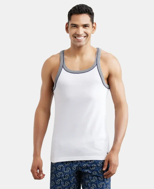 Jockey Super Combed Cotton Rib Square Neck Gym Vest with Graphic Print US54 Pack Of 1